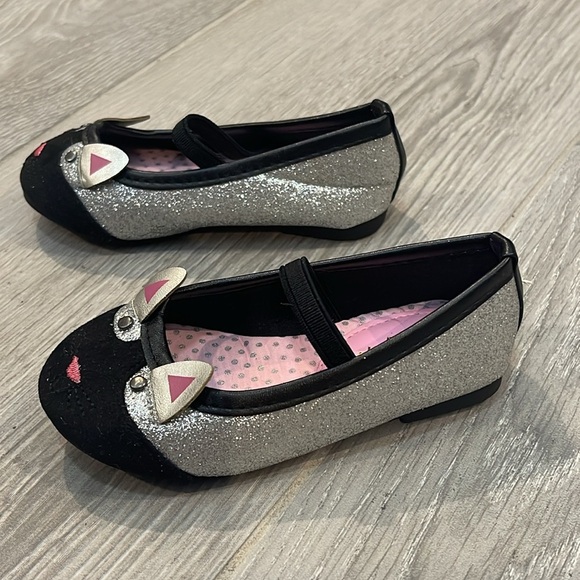 KomfortMe Black / Silver Flat Rabbit Ballerina Shoes Size 5 - Picture 4 of 9